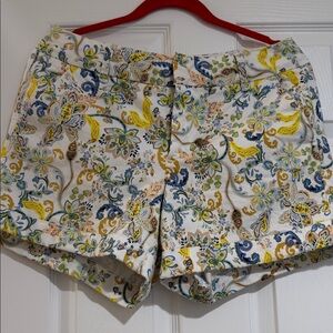 Dear John North Hampton Paisley Floral High Rise Shorts in White, Yellow, Blue